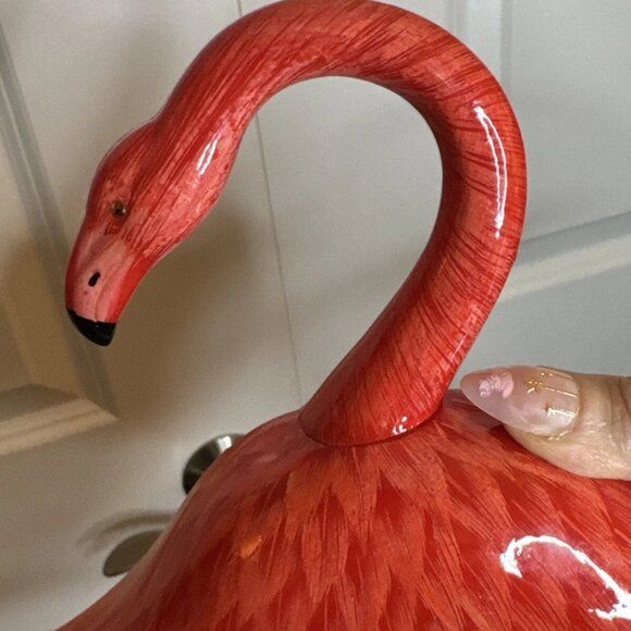 Vintage Hand Painted Flamingo Clothes Hanger 17" Wide Shoulder Coat Hanger RARE - Picture 13 of 15